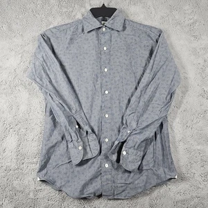 Finamore Napoli graues Herrenhemd Small (38") Animal Print Knopfleiste Designer Italien - Bild 1 von 11