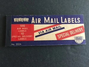 US STAMPS Vintage Booklet of 1950's Eureka Airmail Labels 96 of 100 Airmail & 10 - Picture 1 of 5