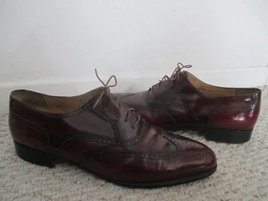Zapatos Oxford Salvatore Ferragamo Borgoña Punta de Ala Talla 11.5 D Marrón Italia - Imagen 1 de 9