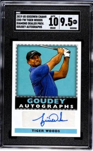 2018 UD Goodwin Champions Tiger Woods Diamond Dealer Preview SGC 9.5 Auto Rare - Picture 1 of 1