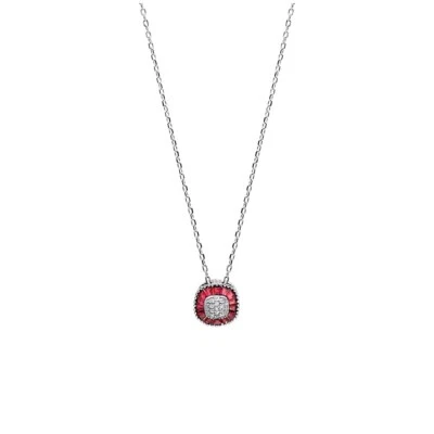 collana punto luce donna argento zirconi bianchi rosso rosa 4you regalo gioiello - Immagine 1 di 3