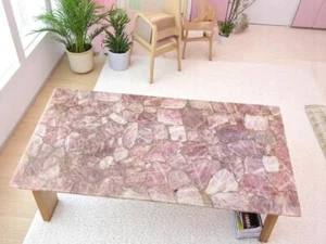 36"x24" Rectangle Pink Rose Quartz Stone Dining Table Crystal Healing Gemstones - Picture 1 of 9