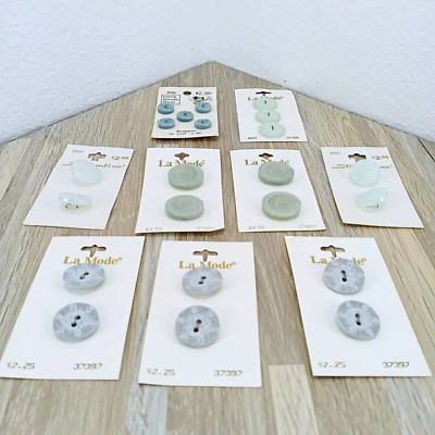 Button Lot Carded Multiple Brands Blue Grey Craft Sewing Closures & Connector - Image 1 of 4