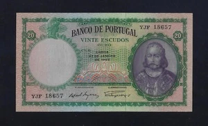 PORTUGAL Portuguese 20 Escudos 1959 P-153  UNC - Picture 1 of 2