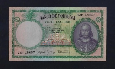 PORTUGAL Portuguese 20 Escudos 1959 P-153  UNC - Image 1 of 2