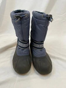 Sorel Cub kids blue winter boots Sz 3 felt liner elastic pull NY1799-498 - Picture 1 of 7