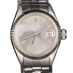Rolex Date Ladies Stainless Steel Watch Jubilee Bracelet Slate Gray Dial 6916 - Picture 1 of 8