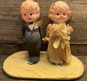 Antique Vintage Kewpie Wedding Cake Topper Decoration Bride Groom  - Picture 1 of 10