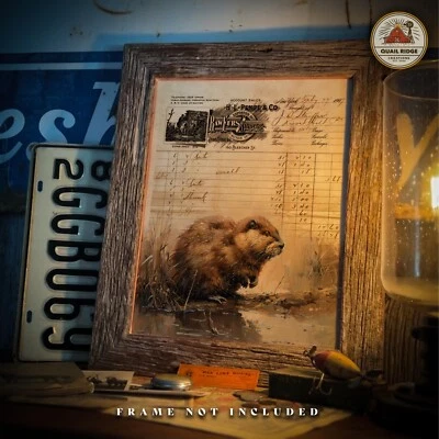 Vintage Muskrat Fur Trapping Catalog Art Print Cabin Artwork Decor Trapper Gift - Image 1 of 4