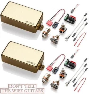 EMG 81X & 85X GOLD AKTIVER HUMBUCKER GITARREN TONABNEHMER SET KURZSCHAFT POTS & KABEL - Bild 1 von 2