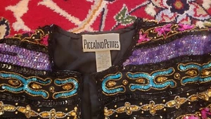 Vintage 90s Piccalino Petites Silk Beaded Multicolored Jacket Size 2p - Picture 1 of 4