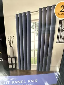 Eclipse Brinkley Indigo Blue 99% Blackout Curtains 52” x 84” 2-Panels New - Picture 1 of 4