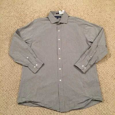 Tommy Hilfiger Shirt Mens 16 Gray Polka Dot Long Sleeve Button Up - Image 1 of 4