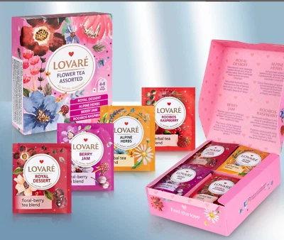 LOVARE schwarzer grüner Tee Sortiment FLOWER TEA ASSORTETED 32x2g Teebeutel - Bild 1 von 3