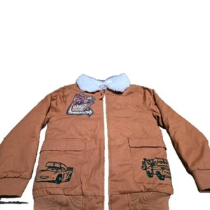 Disney Cars Dino Park Bomber Jacket Embroidered Rex Tow Mator & Mcqueen Size 13 - Picture 1 of 9
