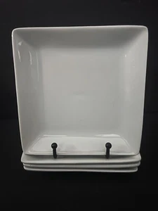 NEW - POTTERY BARN GREAT WHITE COLLECTION Square Appetizer Plates - Set Of 4 - Picture 1 of 2