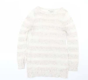 Peacocks Womens White Crew Neck Acrylic Blend Jumper Size 10 - Picture 1 of 12