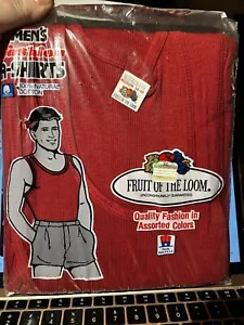 Vintage 3-pack Fruit Of The Loom Tanktop A-Shirt NOS Red Blue NAVY 1984 USA SZ M - Picture 1 of 5