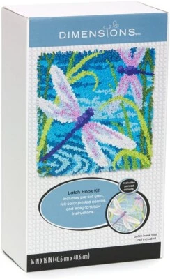 Dimensions Needlecrafts Dragonfly Latch Hook Craft Kit for Kids, 16'' x 16'' - Image 1 of 4