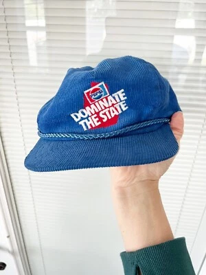 Винтажная синяя бейсболка Pepsi Dominate the State Michigan вельветовая кепка 70-е - Изображение 1 из 4