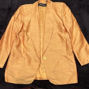 LINDA ALLARD ELLEN TRACY Golden Yellow 100% Silk BLAZER/JACKET Sz 6 - Picture 1 of 6
