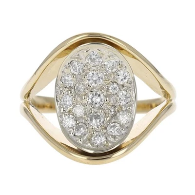 Anillo llamativo con racimo de diamantes de corte redondo de 0,49 quilates de oro multicolor de 14 k talla 7,5 Foto 1 de 4