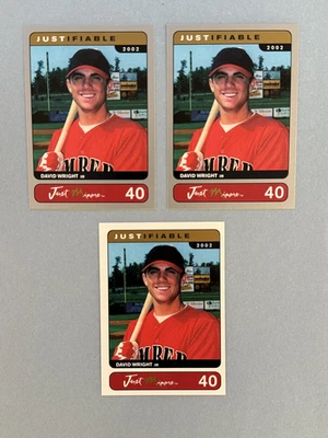 David Wright   2002 Just Minors  Justifiable  Lot of 3 Minor League Rookie Cards - Image 1 of 2