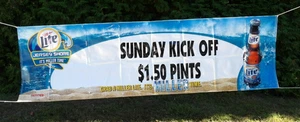 Insegna Pubblicitaria Striscione Birra Vintage 2002 Jersey Shore Sunday Kick-Off Miller Lite - Foto 1 di 6