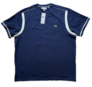 Lacoste Men's Colorblock Cotton Jersey Crew Neck T-Shirt in Navy TH3242 51HHW - Picture 1 of 10