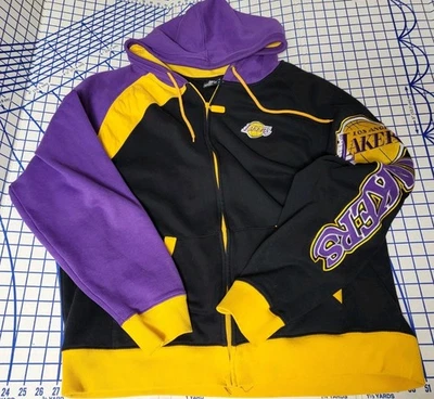 UNK NBA Los Angeles Lakers Full Zip Jacket Hoodie 2XL XXL Starter Chalkline  - Image 1 of 4