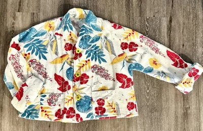 Chaqueta de playa vintage de tela de felpa tropical hawaiana Foto 1 de 4