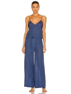 Kiki De Montparnasse Riviera Georgette Boxer Pant & Cami Set Blue Medium - Picture 1 of 7