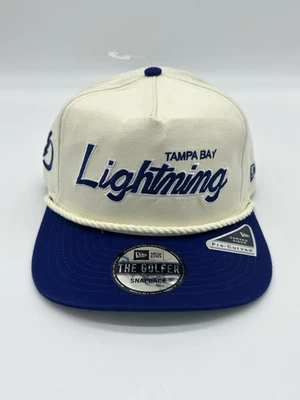 New Era Tampa Bay Lightning Script Golfer Hat White Blue Adjustable Snap Back - Image 1 of 4