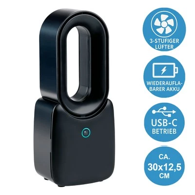 Tischventilator Ventilator leise USB Akku tragbar Tischlüfter Büro klein schwarz - Bild 1 von 4