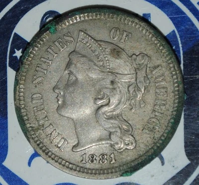 1881  Nickel Three Cent {{{4A49 - Image 1 of 2