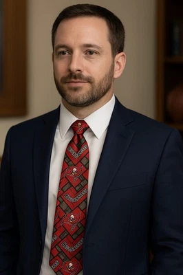 Corbata de colección Tampa Bay Buccaneers NFL para hombre con logotipo de fútbol americano rojo Foto 1 de 4