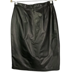 Falda de cuero genuino negra con diseño de cuero Georgetown, talla 11/12 (ver msrmnts) - Imagen 1 de 9