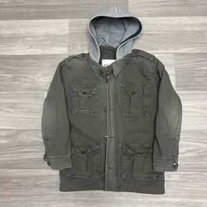 PS Aeropostale Army Chore Jacket Girls L Women XS/S FullZip Hoodie Military - Picture 1 of 9