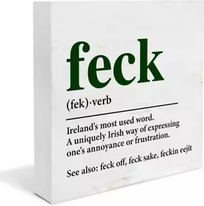 St. Patricks Day Decor Feck Definition Wooden Sign St. Patricks Day Decorations - Picture 1 of 12