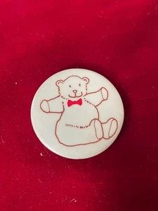 Teddy Bear Detailed Outline Red Bow Pinback Button 1.5" - Picture 1 of 2