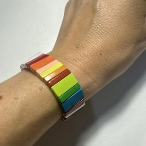 Roxanne Assoulin Enamel Bracelet flat large multicoloured letter - Picture 1 of 17