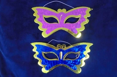 2 piezas Mardi Gras Mascarada Bola Máscaras de Ojos Baile Fiesta Año Nuevo Halloween Dorado Foto 1 de 4