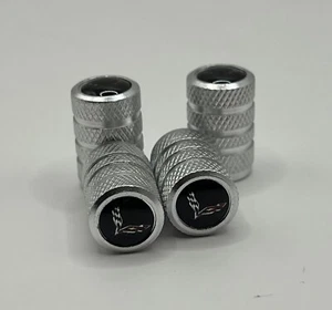 Corvette Tire Valve Stem Caps Cover Wheel Car SUV Truck Vehicle Cap Silver - Picture 1 of 2