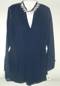 Romper dress Crystal Doll Womens Jrs Rhinestone Trim Navy Blue SZ 5 - Picture 1 of 6