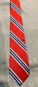 Vintage Gordon & Lewis 100% Silk Tie - Red Diagonal Stripe - Preppy! Colorful! - Picture 1 of 8