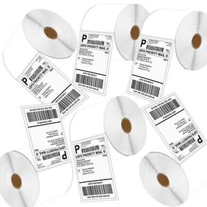 6 rollos de etiquetas de envío térmicas directas 500/R 4x6 para persiana enrollable Zebra Eltron 2844 - Imagen 1 de 24