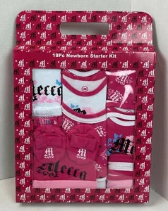 Newborn MECCA 18 Pc Starter Kit Layette 100% Cotton Pink Beetroot Purple NIB #21 - Picture 1 of 5