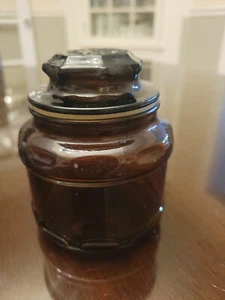 Vintage Brown Glass Apothecary Spice Jar w Starburst lid 3" tall - Picture 1 of 5