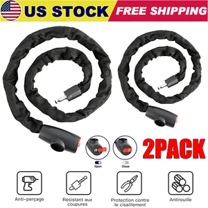 2x Bike Chain Lock 4 Foot/120cm Long Heavy Duty Chain Lock Durable Thick Chains - Picture 1 of 11