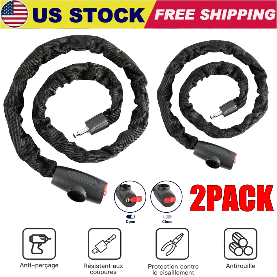 2x Bike Chain Lock 4 Foot/120cm Long Heavy Duty Chain Lock Durable Thick Chains - Image 1 of 4
